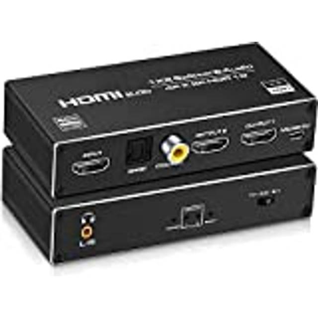 NÖRDIC HDMI splitter 1 till 2 med Audio Extractor 4K60Hz HDCP2.3 HDR10 Toslink SPDIF+Coaxial+3,5mm audio