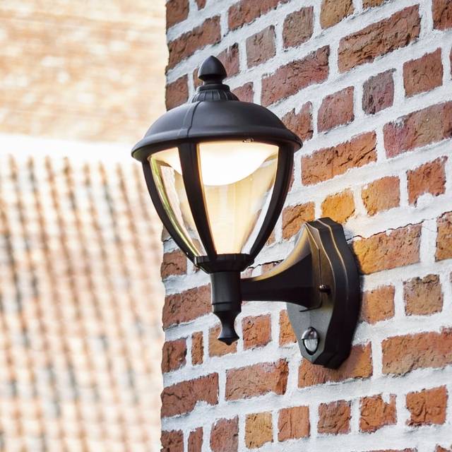 Lutec Unite Pir Wall Light Black Integrated LED IP44