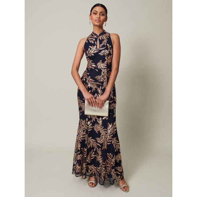 Phase Eight Women's Viviana Sequin Maxi Dress - Navy/Gold - 24