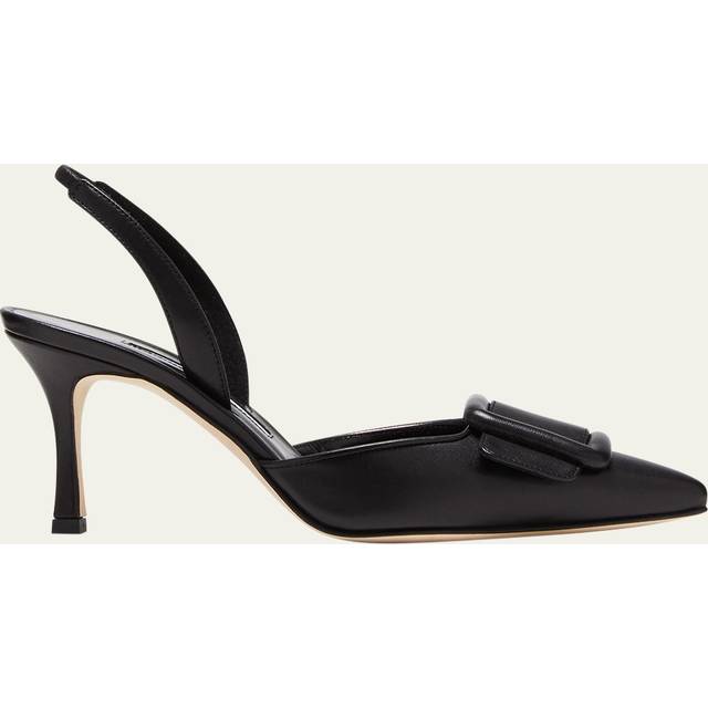 Manolo Blahnik Maysli 70 Nappa Slingback in Black - Black. Size 37.5 (also in 35, 35.5, 36, 36.5, 37, 38, 38.5, 39, 39.5, 40, 41). (37.5)