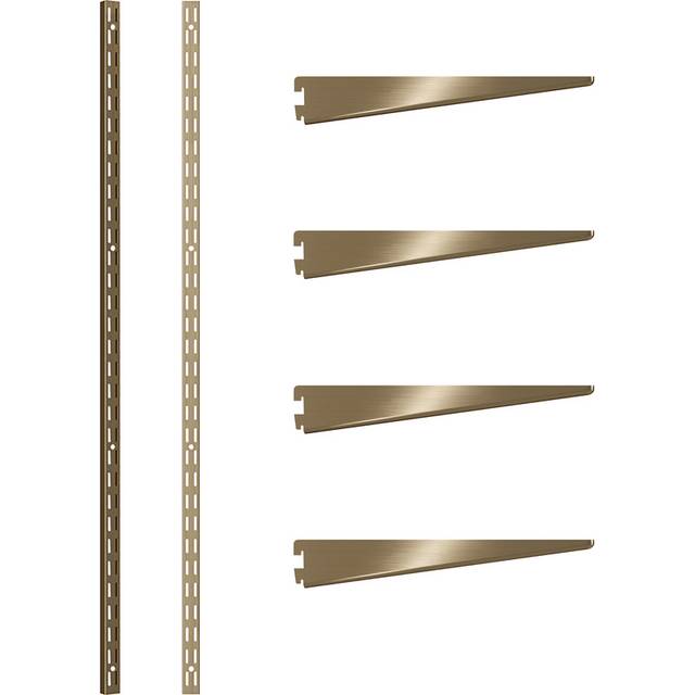 Rothley Antique Brass Twin Slot Shelving Kit 12.5 inch Brackets and 48 inch Uprights - Gold - 135 x 7 x 11cm