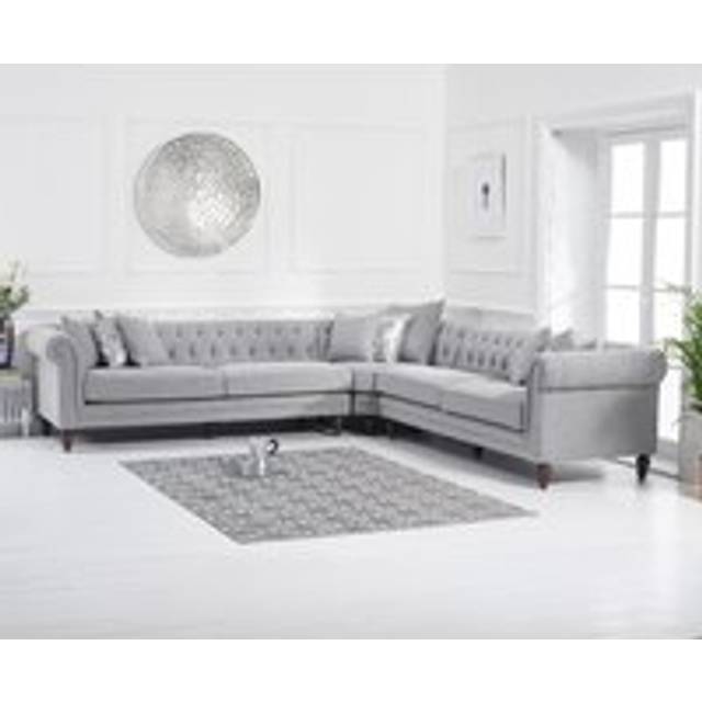 Bromley Large Grey Linen Corner Sofa - Light Grey