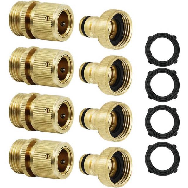 3/4'' NPT Solid Brass Male and Female Connector Garden Hose Quick Connect Water Pipe Connectors Fitting w/ Washers