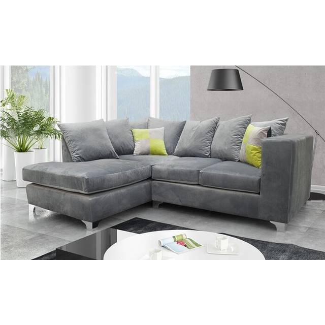 (Grey, Left Hand Facing) Ella Plush Velvet Corner Sofa Range