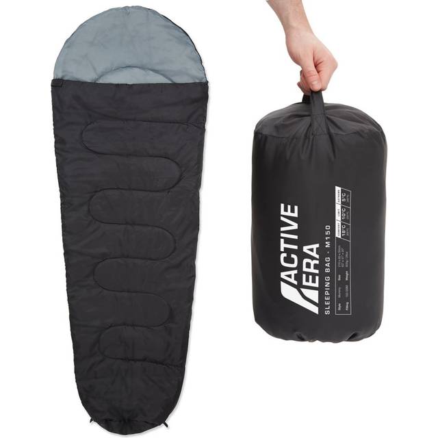 Active Era Ultra-Light Mummy Sleeping Bag ? 150GSM for Summer Camping & Indoor Use - 2 Seasons, Black