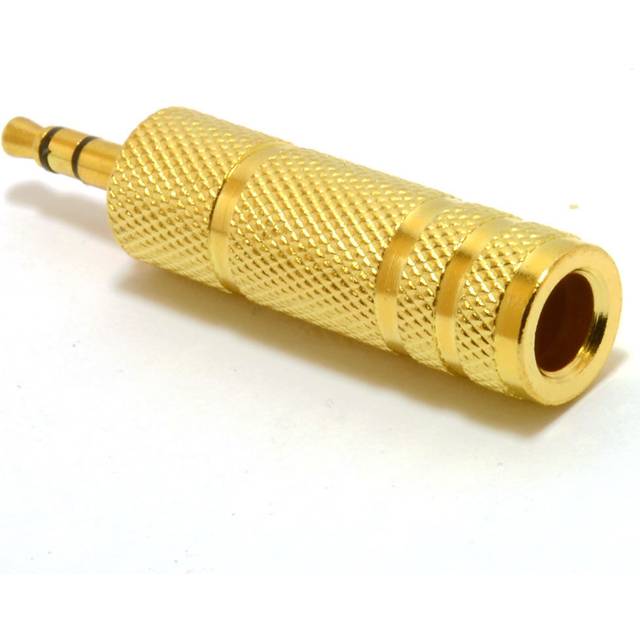 kenable 6.35mm Stereo Socket to 3.5mm Stereo Male Jack METAL GOLD Adapter