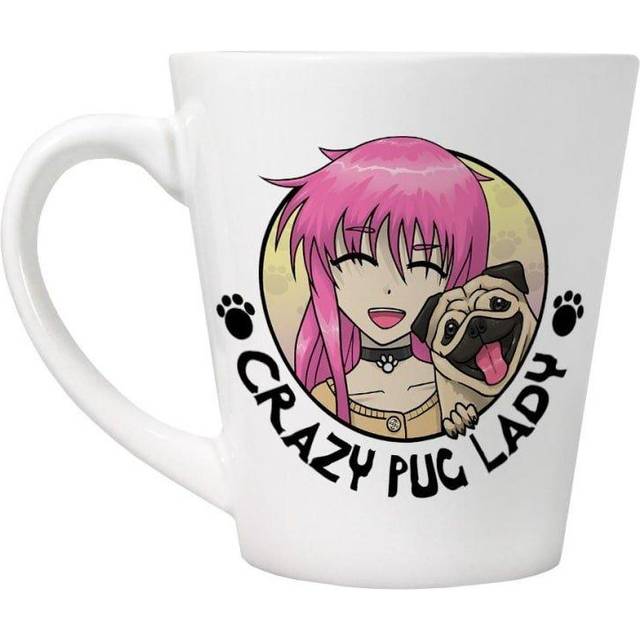 Grindstore Crazy Pug Lady Latte Mug One Size vit