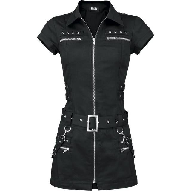 H&R London - Gothic Short dress - Black Zip Dress - XS to 3XL - for Women - black