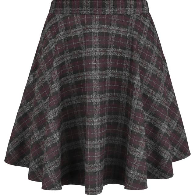 Banned Retro Kort kjol - Rock Check Flared Skirt - XS 4XL - för Dam - grå/lila