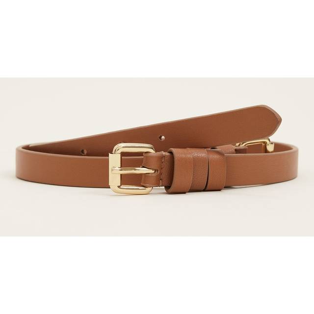 Phase Eight Double Buckle Slim Leather Belt, Tan
