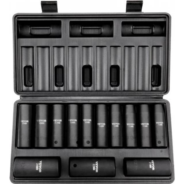 Mophorn - 1/2' Drive Impact Socket Set, 13-Piece Deep Metric Sockets 10-24mm, 6-Point cr-v Alloy Steel for Auto Repair with Storage Case