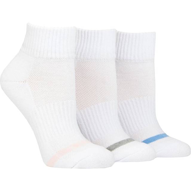 Women's 3 Pair Pringle Quarter Length Cotton Sports Socks White UK 4-8