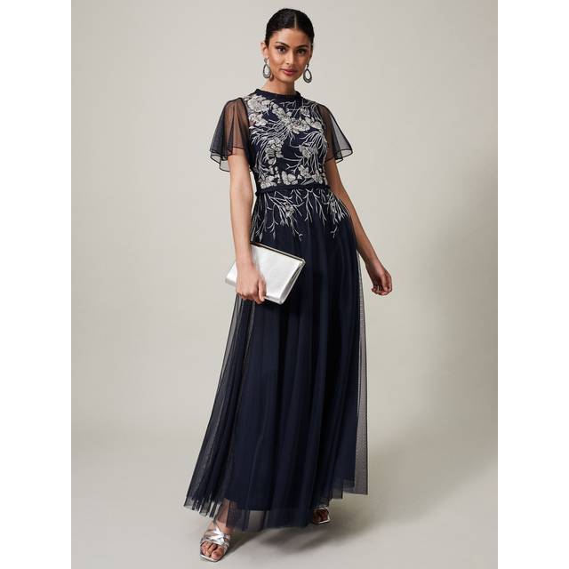 Phase Eight Women's Zena Beaded Tulle Maxi Dress - Navy/Silver - 14