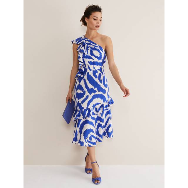 Phase Eight Women's Joy One Shoulder Midi Dress - Indigo/Ivory - 18