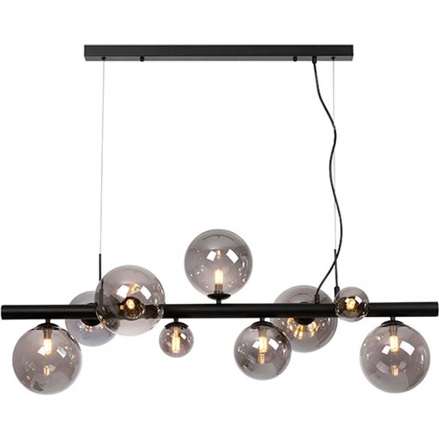 Sedona 9 Light Bar Ceiling Pendant - Satin Black and Smoked Glass