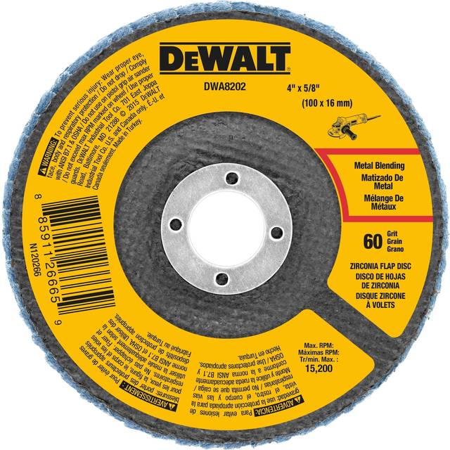 DEWALT DWA8202 60 Grit Zirconia T29 Flap Disc  4-Inch X 5/8-Inch