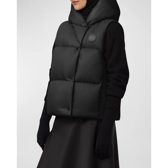 Canada Goose Womens Black Hooded Logo-patch Shell-down Gilet Xs - BLACK