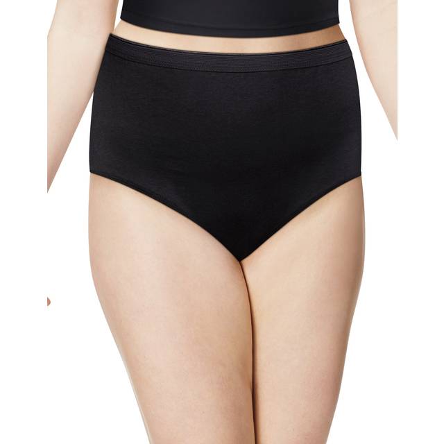 Hanes Womens Just My Size High-waist Cotton Underwear  High-rise Brief  6-pack Colors May Vary  Solid/Print Mix  9 US