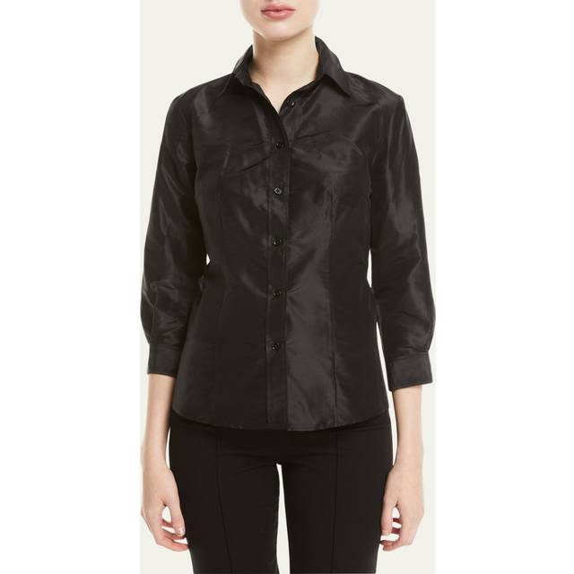 Taffeta Button-Front Shirt - BLACK - 6