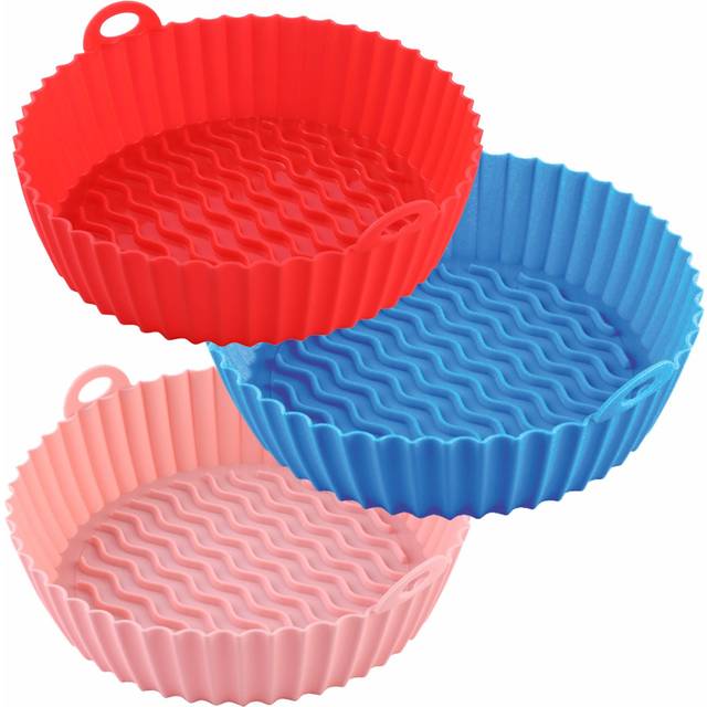 3-Pack Silicone Air Fryer liners 8.5 inch for 4 To 8QT Reusable Air fryer Silicone Liners Pots Air Fryer Inserts Heat Resistant Air Fryer Basket Trays