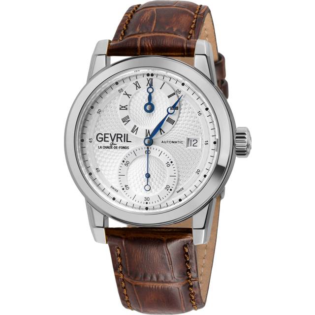 Gramercy 24011 Swiss Automatic Sellita SW266 Silver Dial Genuine Handmade Italian Brown Strap Watch - One Size