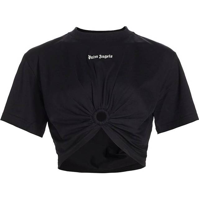 Solid Color Crop T-Shirt with Cut-Out Detail size S (S)