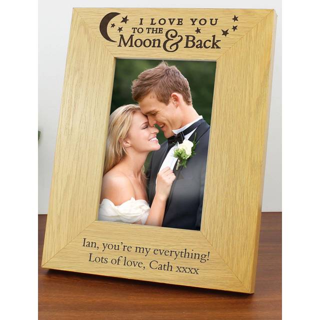 Personalised To the Moon and Back Oak Effect Portrait Photo Frame - Natural