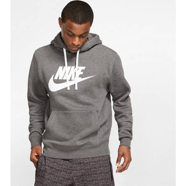 Men's NIKE Mens Hoodie BV2973 Sportswear Club Fleece Graphic Pullover Sweats S M L XL - Grey