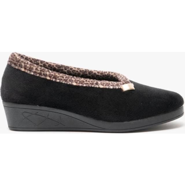 Sleepers Dawn Wedge Womens | Slippers  | Black/Ocelot  | UK Size 7