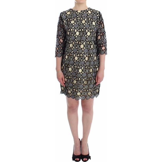 Lanre Da Silva Ajayi Black Cream Sheath Dress Shift Mini Dress - L