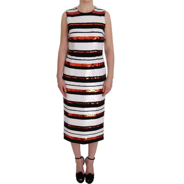 Dolce & Gabbana Multicolored Striped Sequined Stretch Dress - IT42|M (IT42|M)
