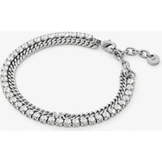 MK Precious Metal-Plated Brass Double Chain Tennis Bracelet - Silver - Michael Kors - ONE SIZE
