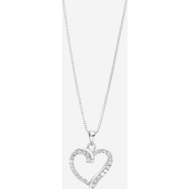 Amor halsband med hänge 925 sterling silver damhalsband, med cubic zirconia synth., 45 cm, silver, hjärta, Levereras i presentförpackning, 9194568