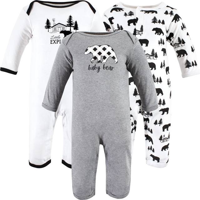 Hudson Baby Girls Unisex Cotton Coveralls  Bear Gray Black  0-3 Months  Baby Bear Gray Black  0-3 Months US