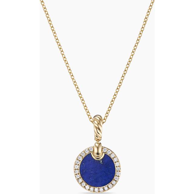 Petite DY Elements® Pendant Necklace in 18ct Yellow Gold with Lapis and Diamonds, 17.8mm