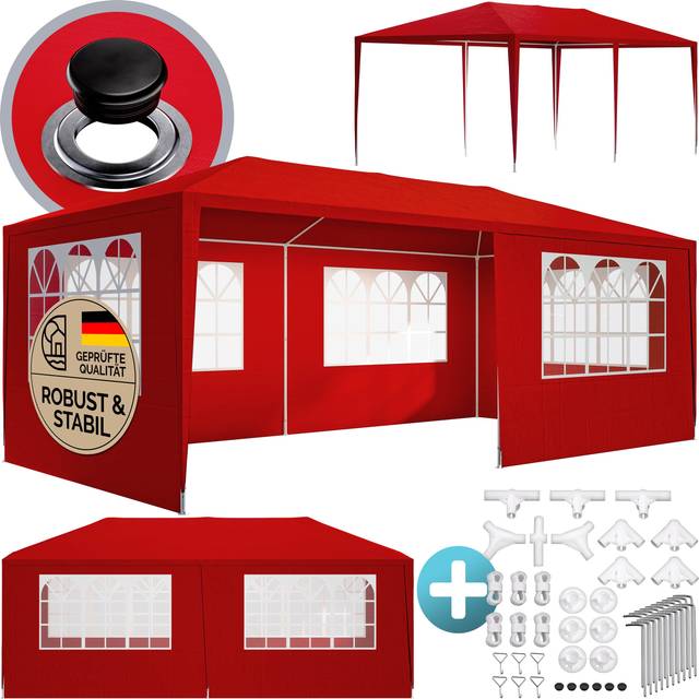 Gazebo Rimini Red 3x6m incl Side Panels