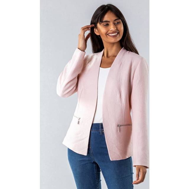 Roman Light Pink Zip Detail Pleated Jacket - Size 20