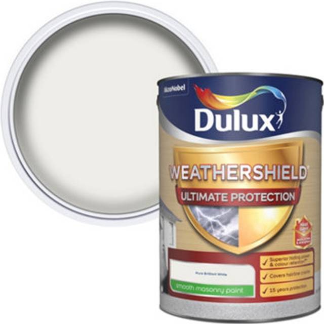 Dulux Weathershield Ultimate Protect Smooth Masonry Paint - Pure Brilliant White - 5L