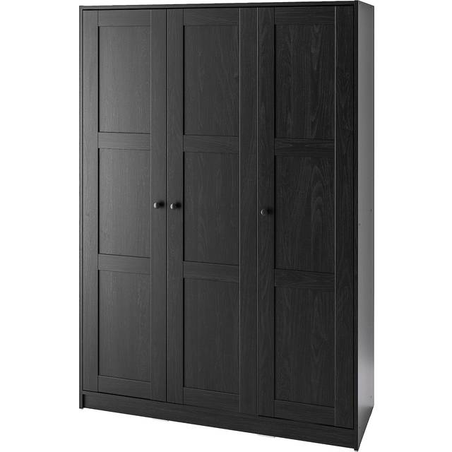 RAKKESTAD Wardrobe with 3 doors, black-brown, 117x176 cm