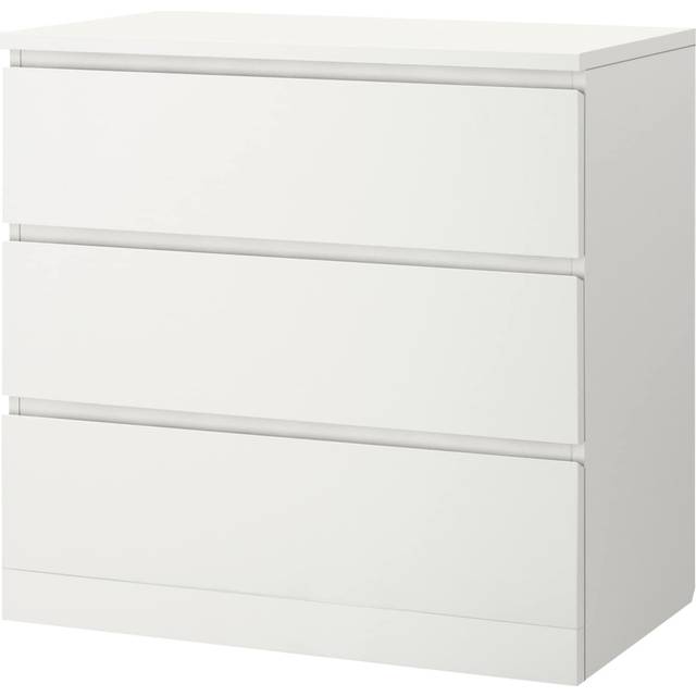 MALM Byrå med 3 lådor, vit, 80x78 cm