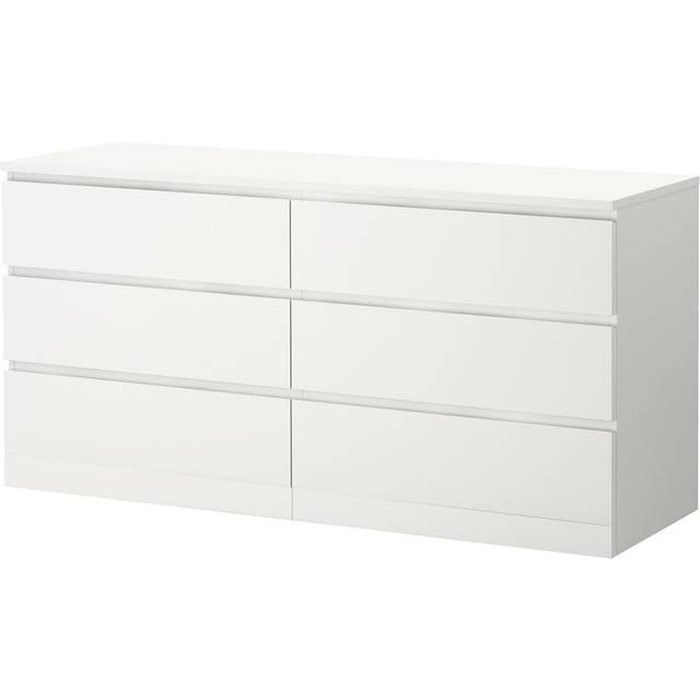 MALM Byrå med 6 lådor, vit, 160x78 cm