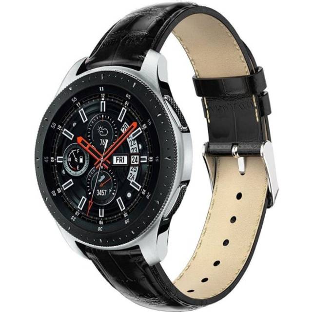 Samsung Galaxy Watch (46mm) klockarmband äkta läder krokodilmönstrat - Svart