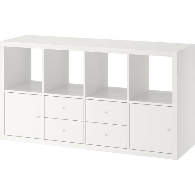 KALLAX hylla med 4 insatser, vit, 147x77 cm