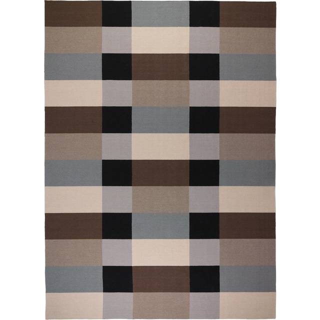 STOCKHOLM matta, slätvävd, handgjord/rutig brun, 250x350 cm