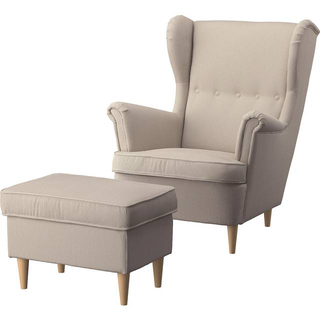 STRANDMON fåtölj och fotpall, Kelinge beige