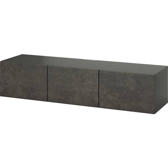 BESTÅ tv-bänk med dörrar, mörkgrå/Kallviken mörkgrå, 180x42x38 cm