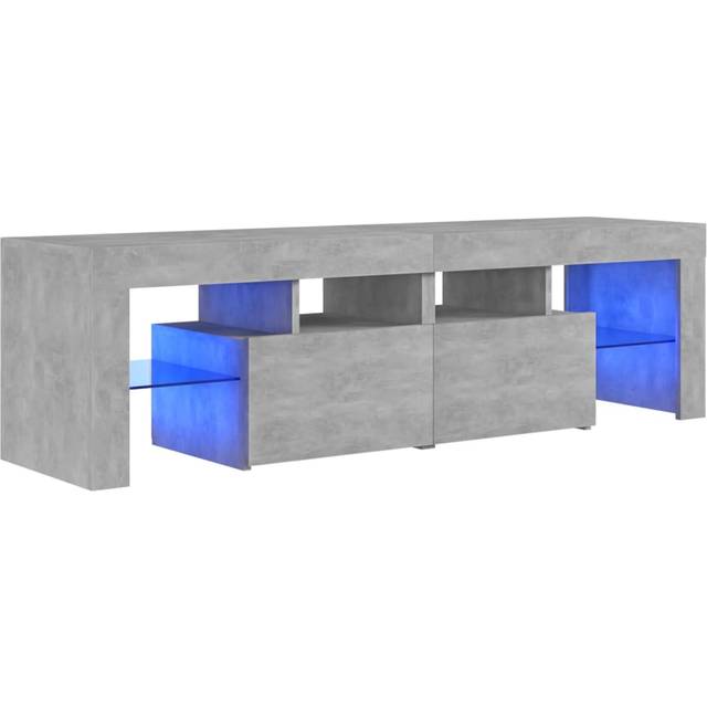 vidaXL TV Cabinet with LED Lights Concrete Grey 140x36.5x40 cm