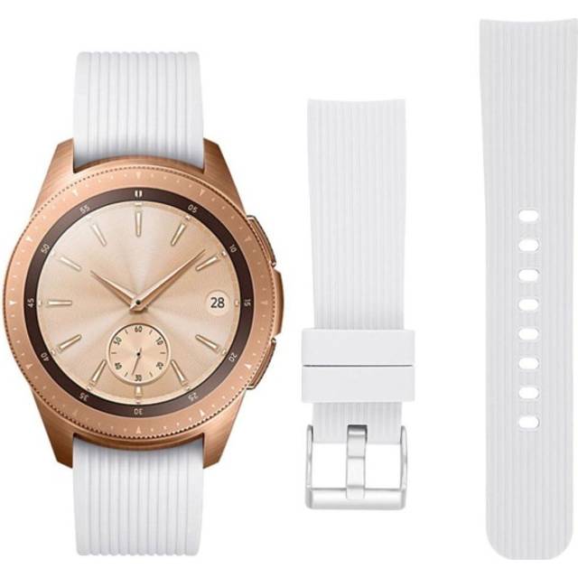 Samsung Galaxy Watch (42mm) klockarmband silikon randig textur - Vit