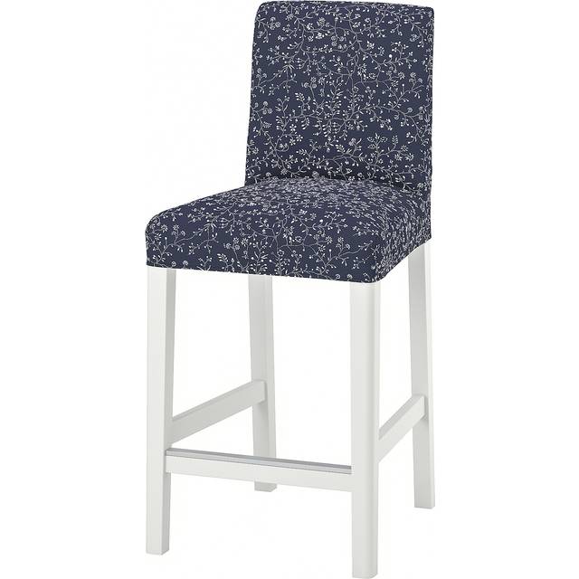 BERGMUND barstol, vit/Ryrane mörkblå, 62 cm