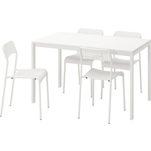 MELLTORP / ADDE bord och 4 stolar, vit, 125 cm